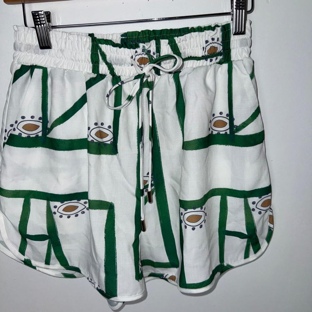 Commense Eye-Catching Print Shorts Elastic Waist Drawstring Casual Summer Size M